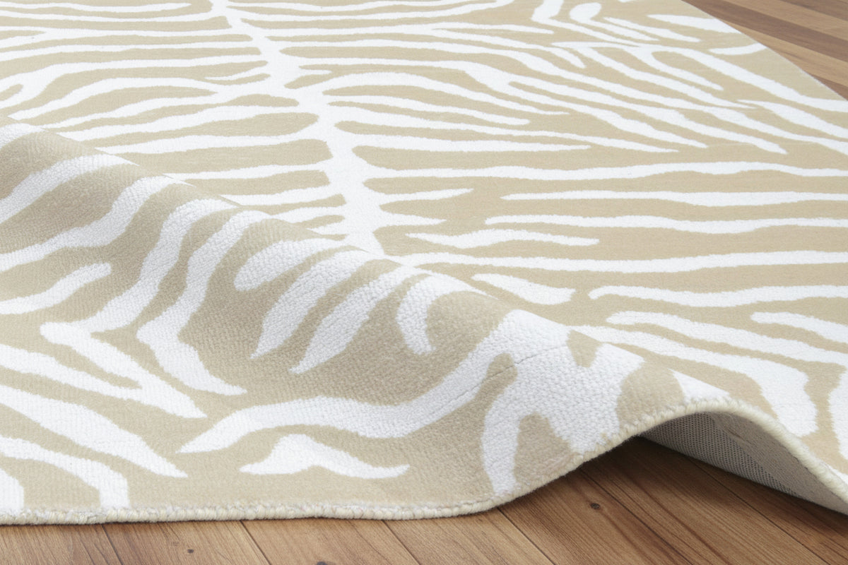Zebra Handmade Beige & Ivory Stripe Area Rug – Modern Safari Style Kids Nursery Rug