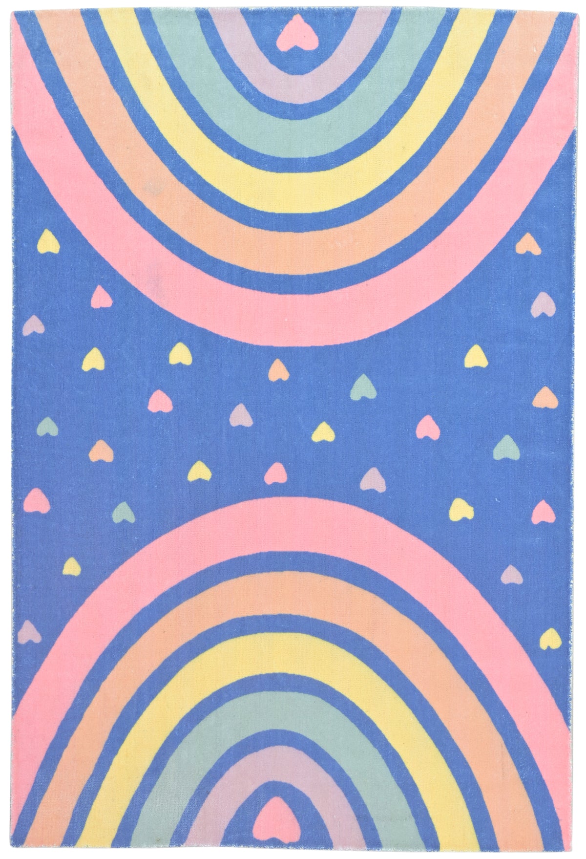 Anky Rainbow Navy Blue Handmade Kids Nursery Plush Soft Rug