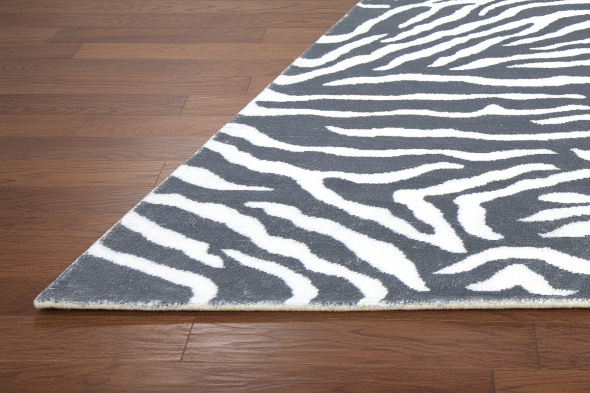Zebra Handmade Charcoal Stripe Area Rug – Modern Safari Style Kids Nursery Rug