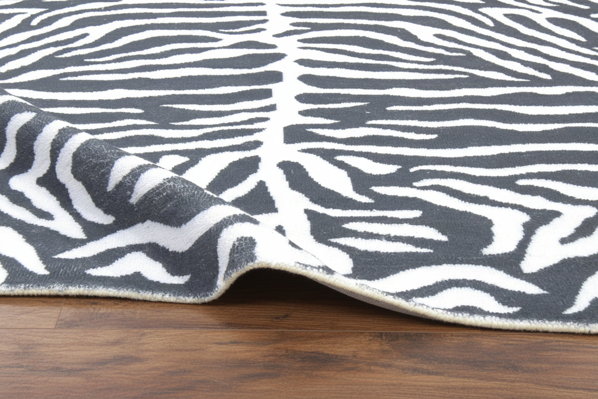Zebra Handmade Charcoal Stripe Area Rug – Modern Safari Style Kids Nursery Rug