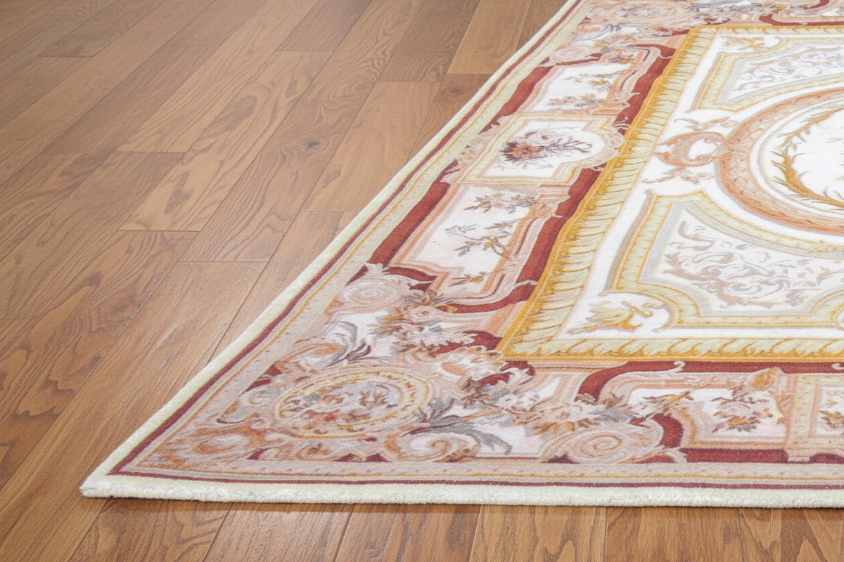 Versailles Ornate Aubusson Handmade Ivory Area Rug – Savonnerie French Baroque Style