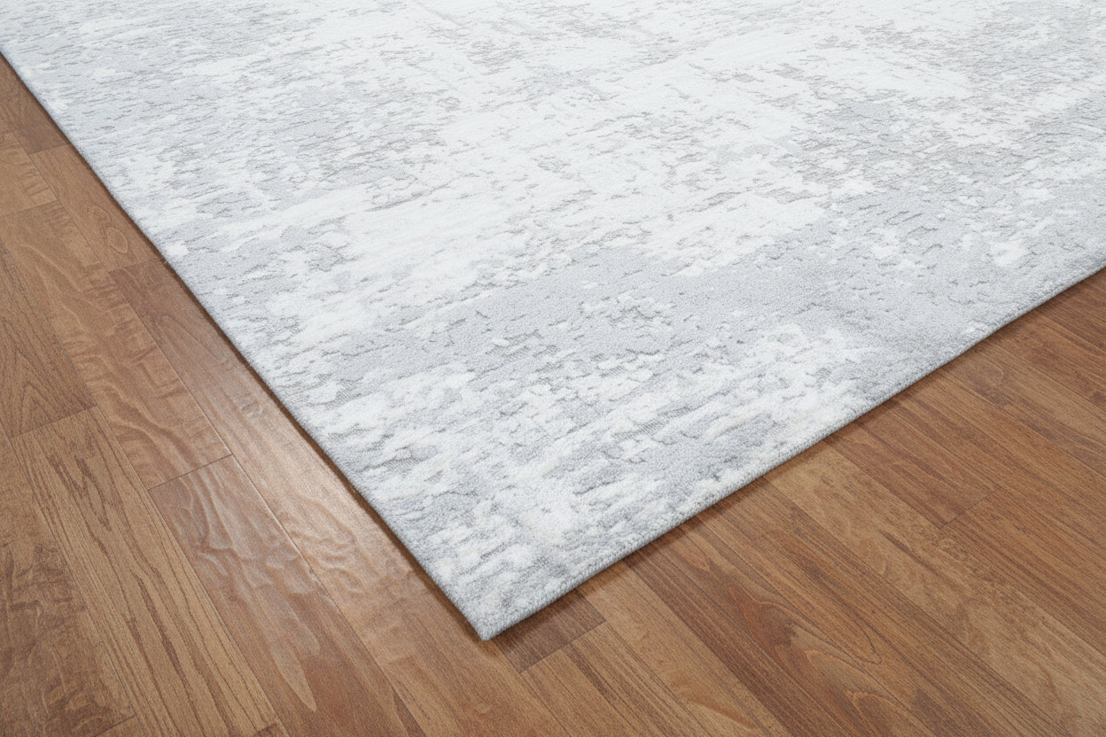 Patina Handmade Loom Knotted Abstract Area Rug – Blue Silver Hand Loomed Rug