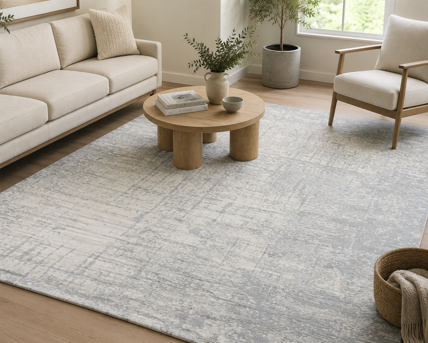 Patina Handmade Loom Knotted Abstract Area Rug – Blue Silver Hand Loomed Rug