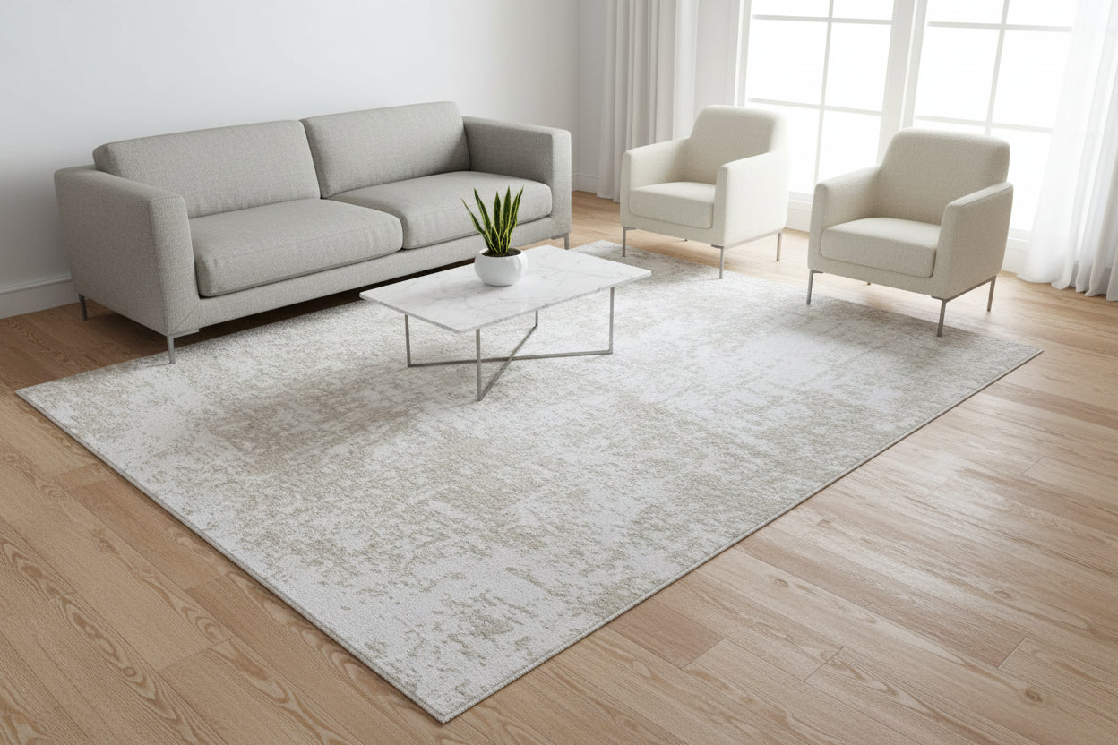 Patina Handmade Loom Knotted Abstract Sand & Silver Area Rug