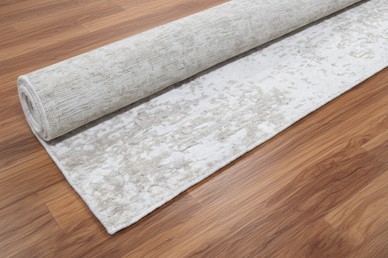 Patina Handmade Loom Knotted Abstract Sand & Silver Area Rug