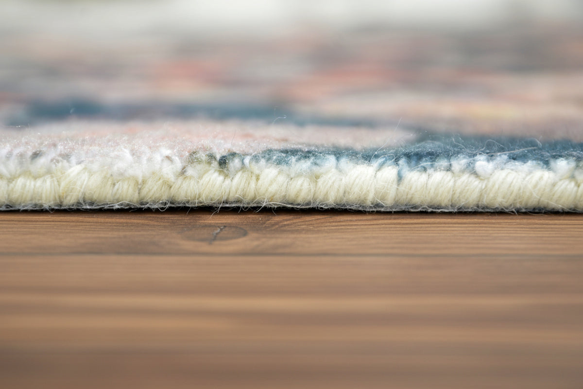 Valentina Handmade Charcoal Teal Medallion Area Rug – Transitional Artisanal Oushak Style
