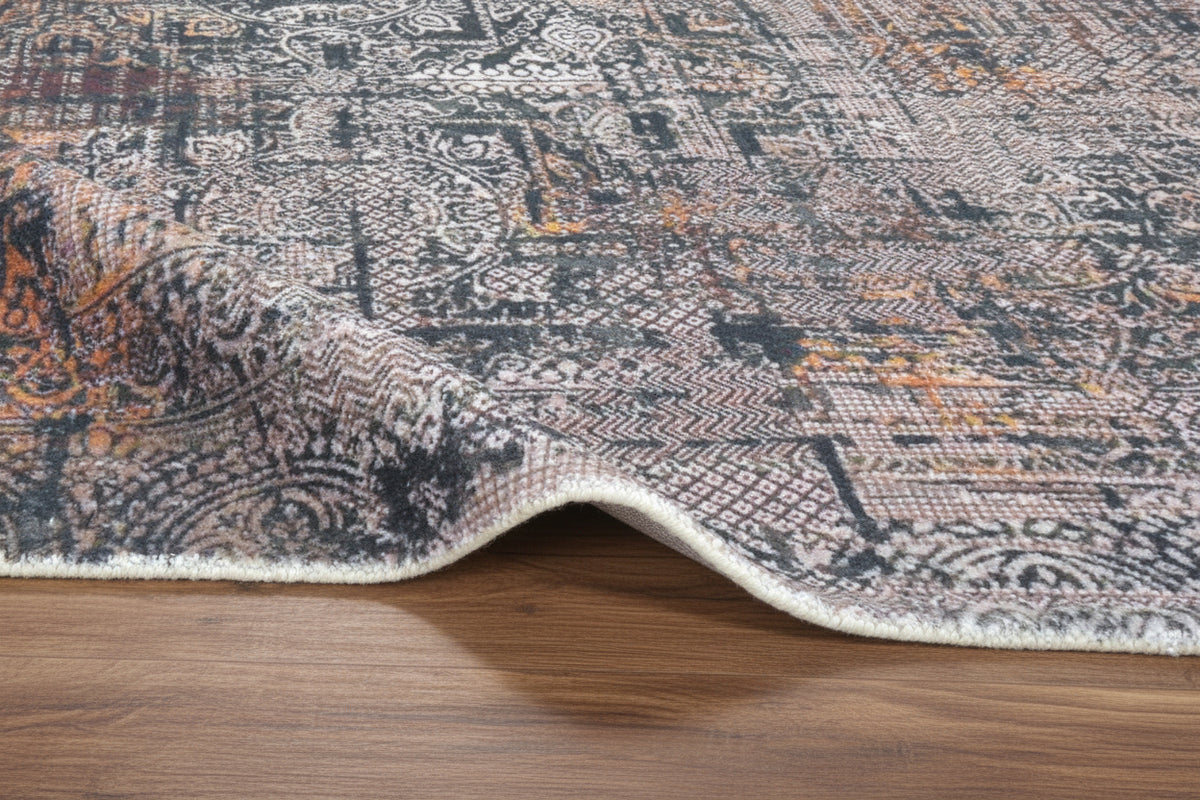 Ombra Handmade Charcoal Grey Medallion Area Rug – Modern Industrial Abstract
