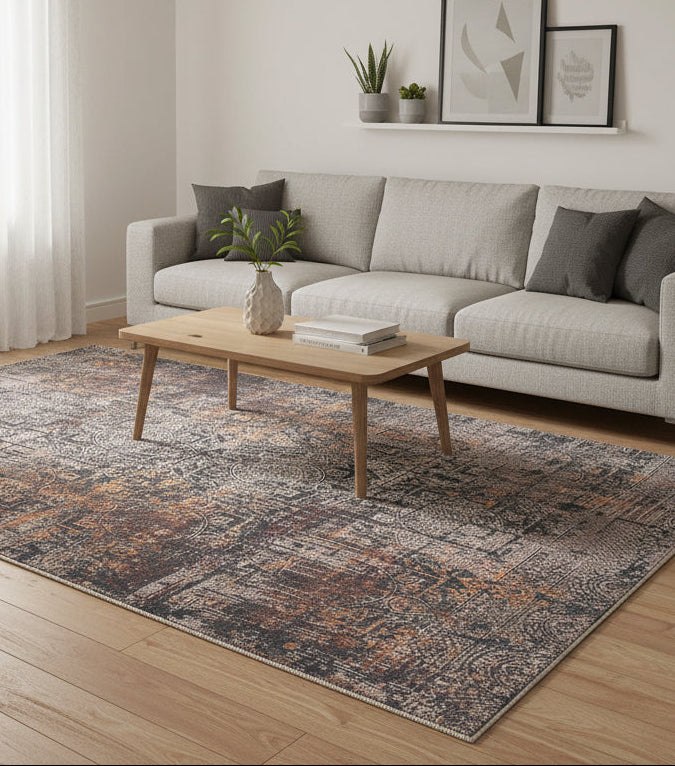 Ombra Handmade Charcoal Grey Medallion Area Rug – Modern Industrial Abstract