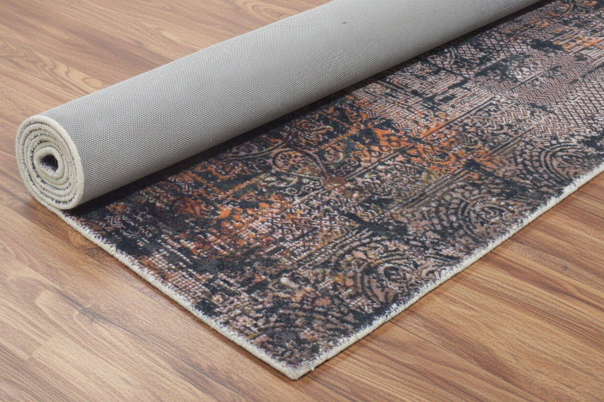 Ombra Handmade Charcoal Grey Medallion Area Rug – Modern Industrial Abstract