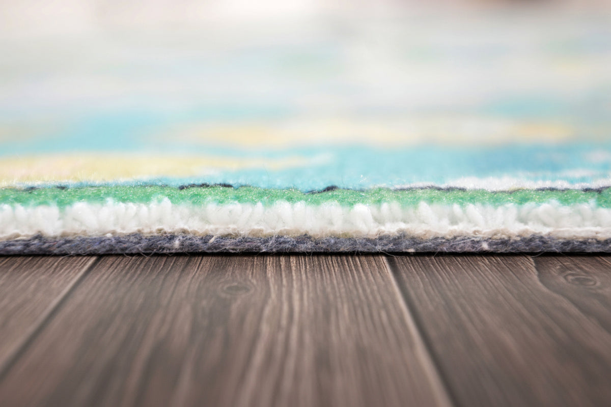 Valentina Handmade Aqua Blue Medallion Area Rug – Transitional Artisanal Oushak Style