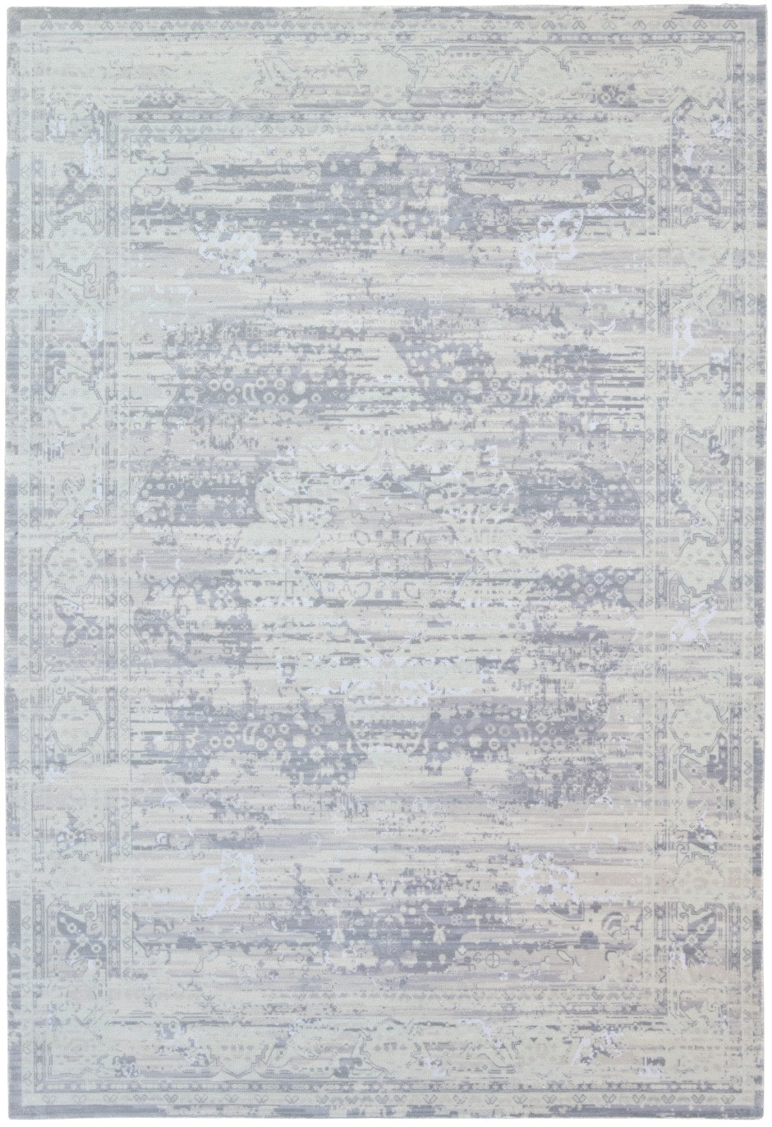 Mirela Handmade Medallion Silver Grey Area Rug – Modern Abstracted Traditional Style