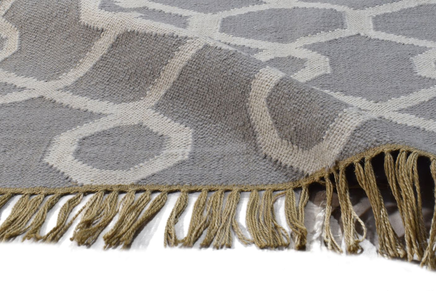 Green Wool Rug 3' X 5' Modern Dhurrie Scandinavian Nordic Small Carpet  Area Rug 