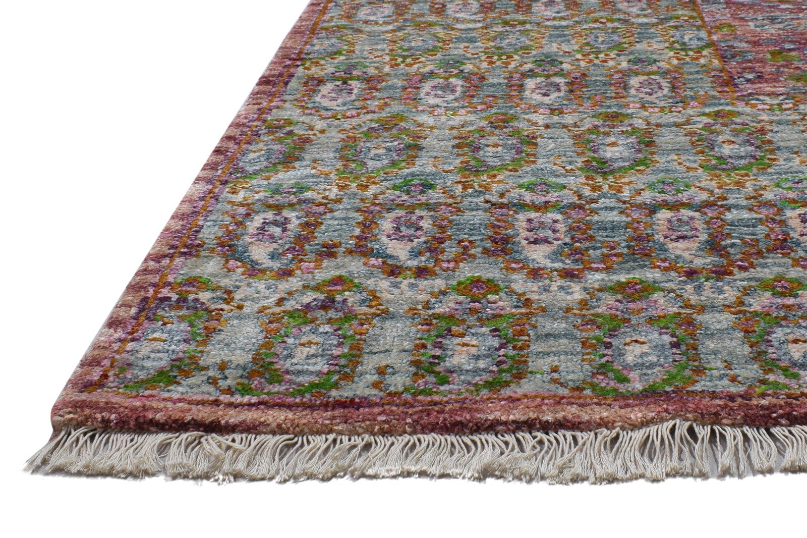 Silk Green Rug 5' X 8' Persian Hand Knotted Bohemian Oriental Room Size Carpet 