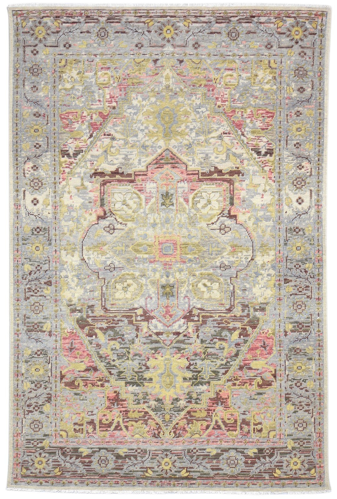 6X9 Rug Wool Colorful Persian Hand Knotted Heriz-Indian Oriental Room Size 