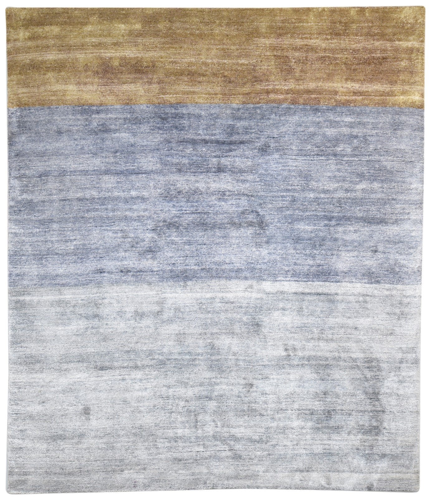 Silk Grey Rug 8' X 9' Modern Hand Knotted Scandinavian Striped Large Carpet 