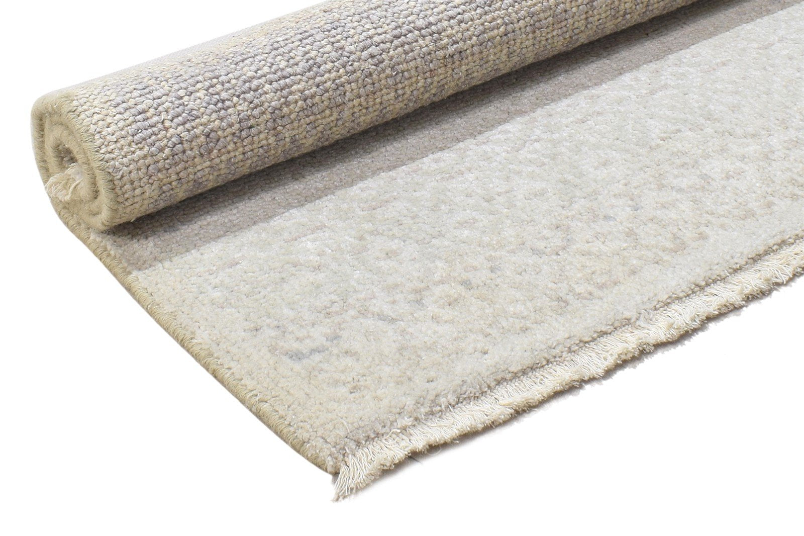 Beige Wool Rug 2' X 3' Modern Hand Knotted Scandinavian Trellis Small Carpet 