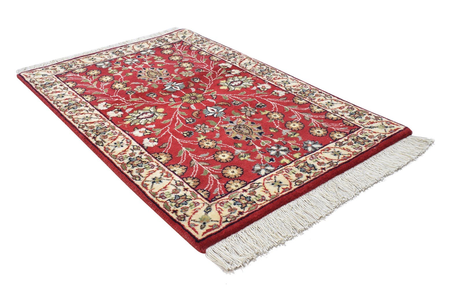 Red Wool Rug 2' X 3' Persian Hand Knotted Agra Oriental Small Carpet 