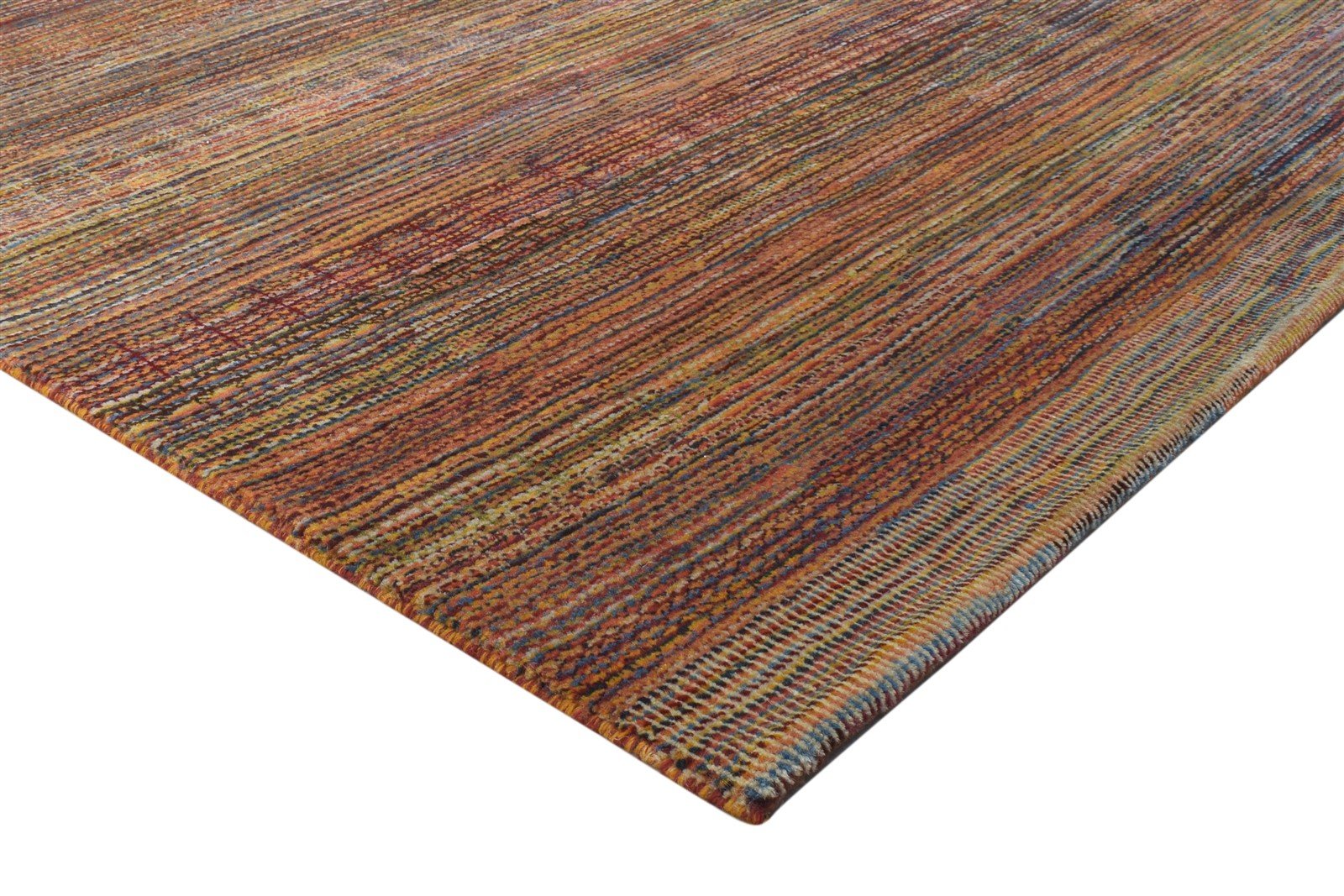 Rust Wool Rug 5' X 8' Modern Hand Knotted Bohemian Striped Room Size Carpet 