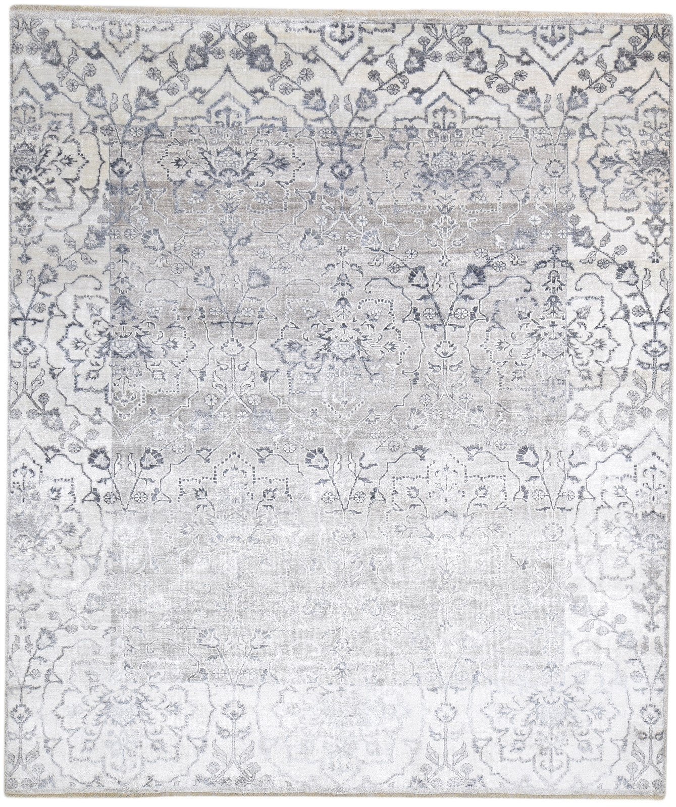 Wool Grey Rug 8' X 10' Persian Hand Knotted Mughal Oriental Large Carpet 