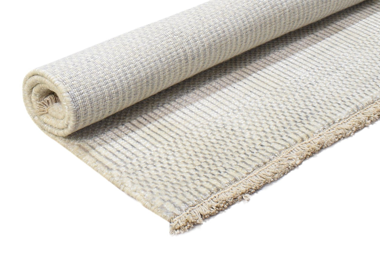 2X3 Rug Wool / Silk Cream Modern Hand Knotted Scandinavian Grass Trellis Small 