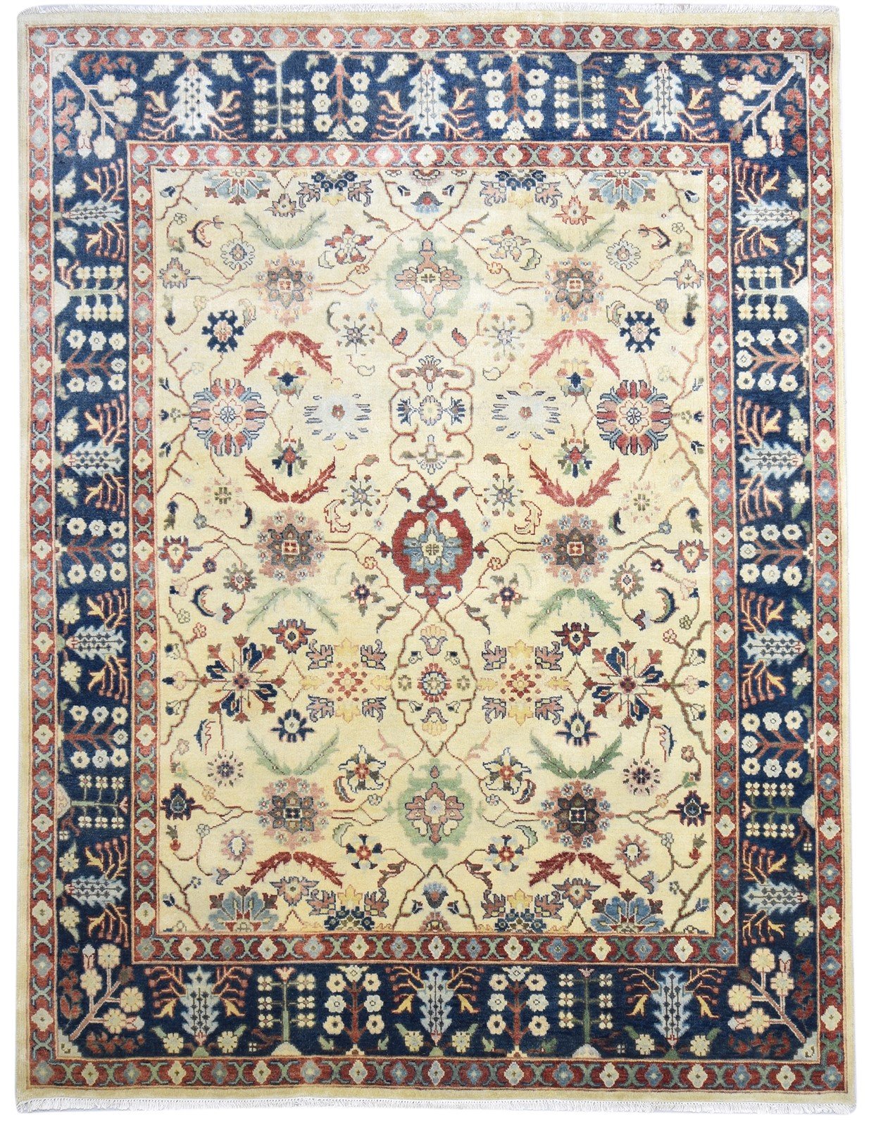 8' X 10' Rug Wool Beige Persian Hand Knotted Mughal Oriental Large Carpet 