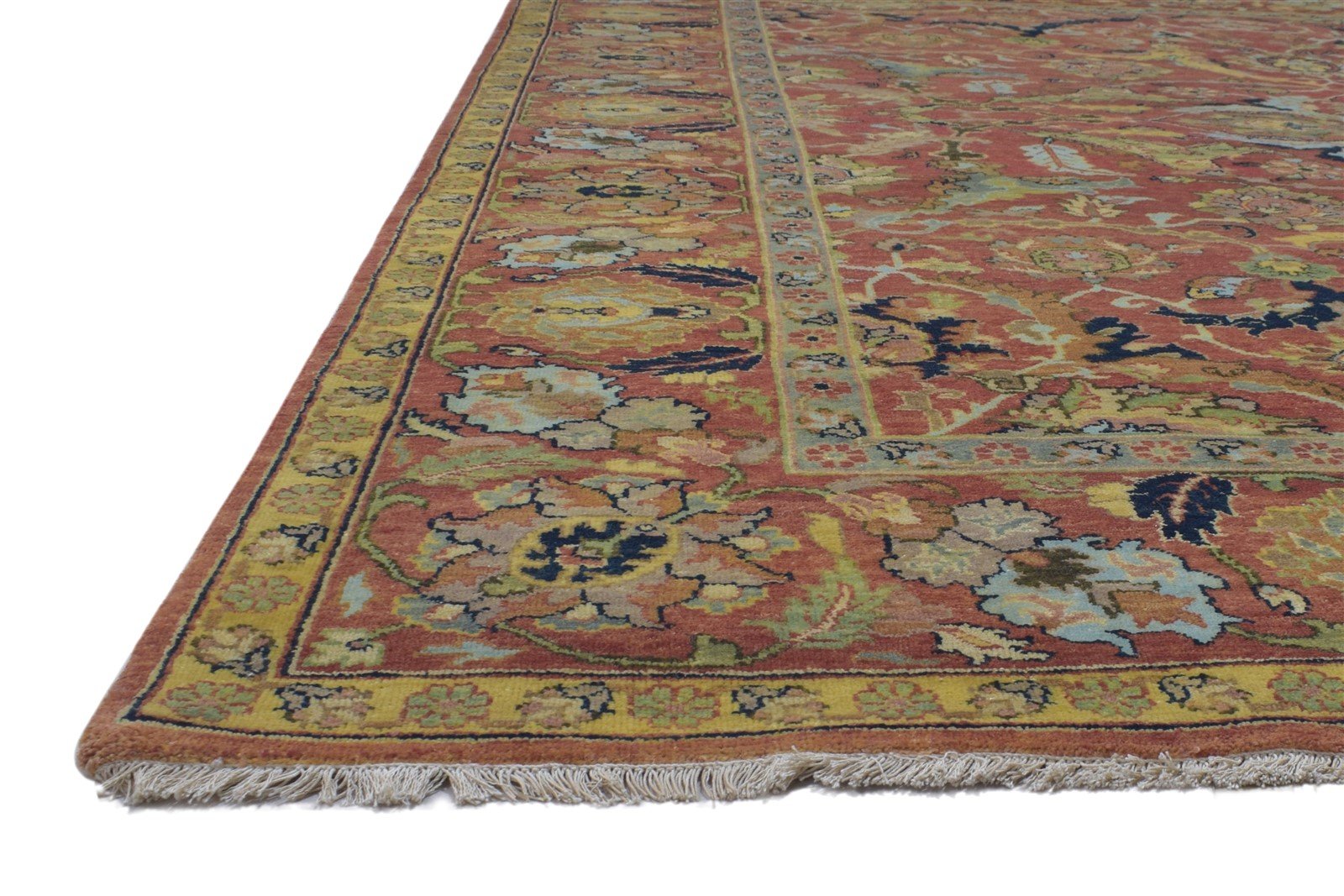 Red Wool Rug 8' X 10' Persian Hand Knotted Mughal Oriental Large Carpet 