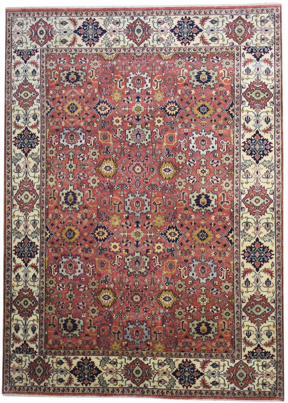 Hand Knotted Red Wool Rug 8' X 12' Persian Kashan Oriental Large Carpet 