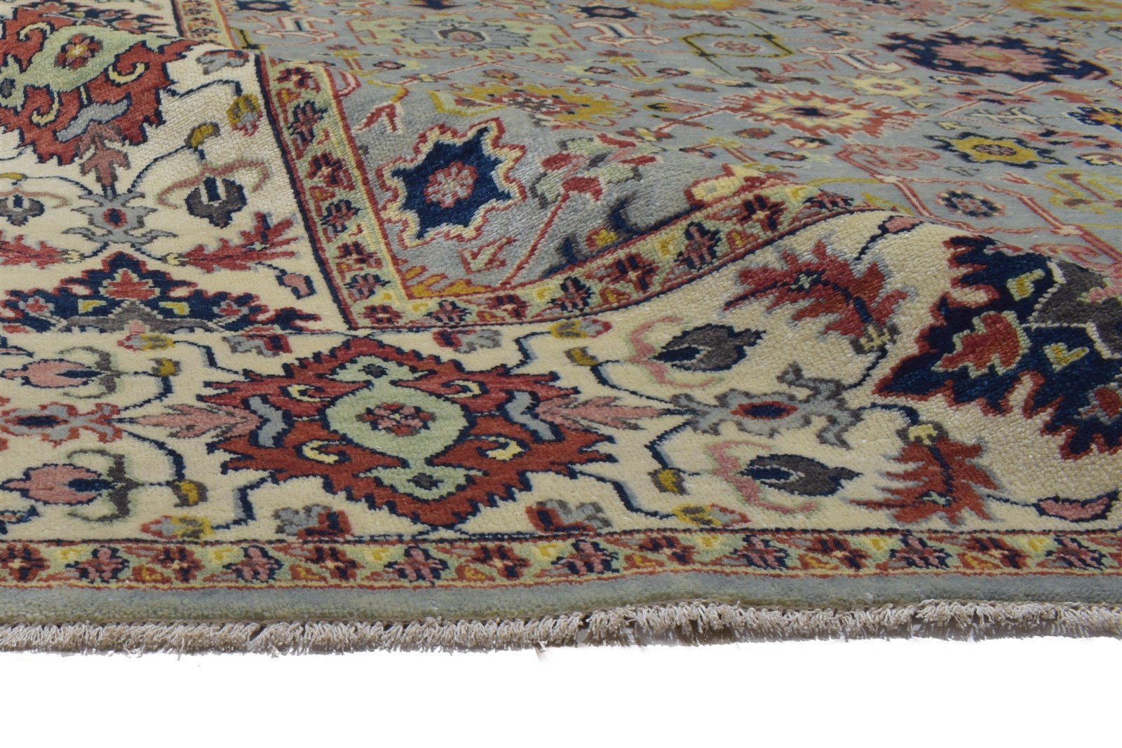 Hand Knotted Grey Wool Rug 9' X 12' Persian Kashan Oriental Large Carpet 