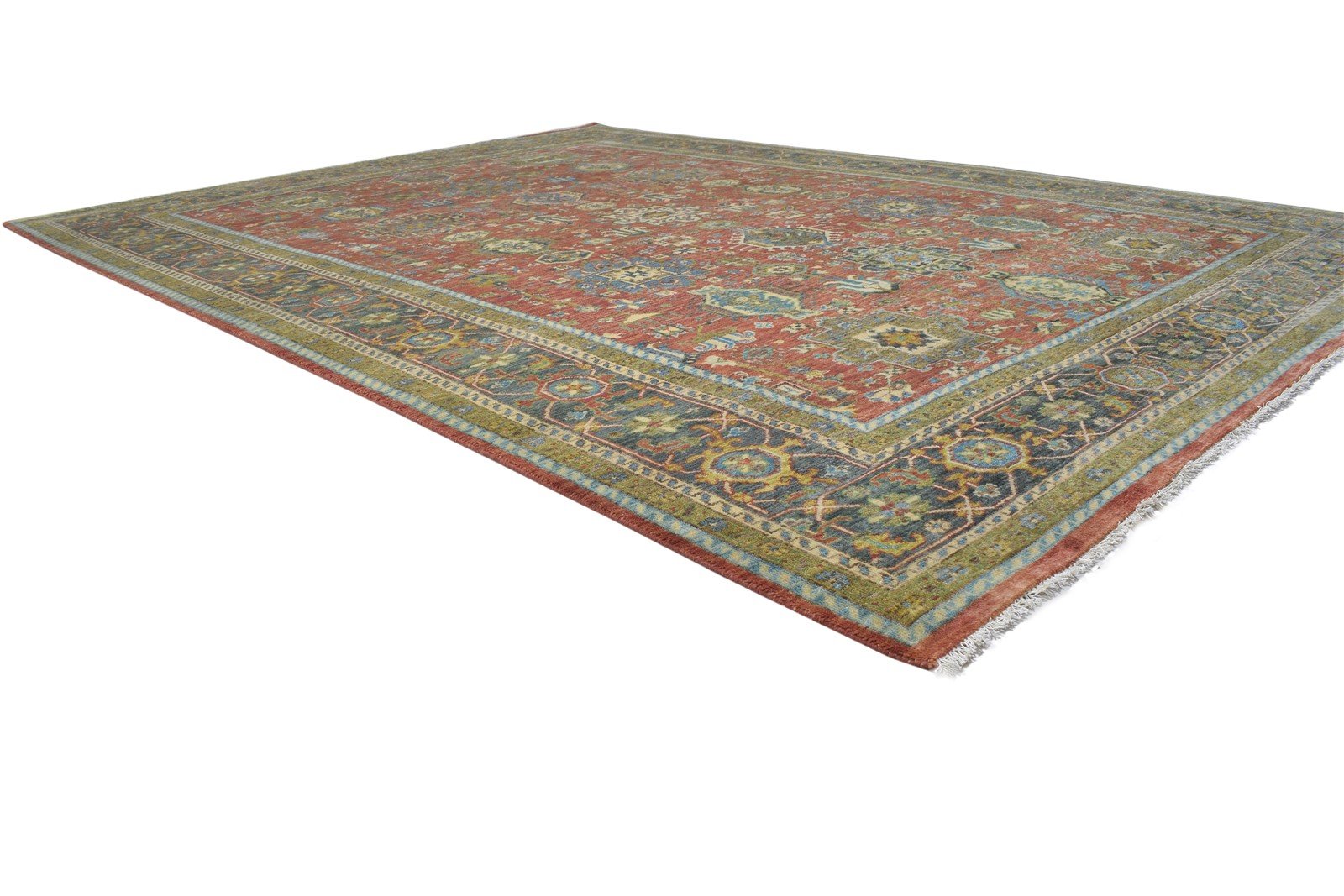 Wool Red Rug 9' X 12' Persian Hand Knotted Mughal Oriental Large Carpet 