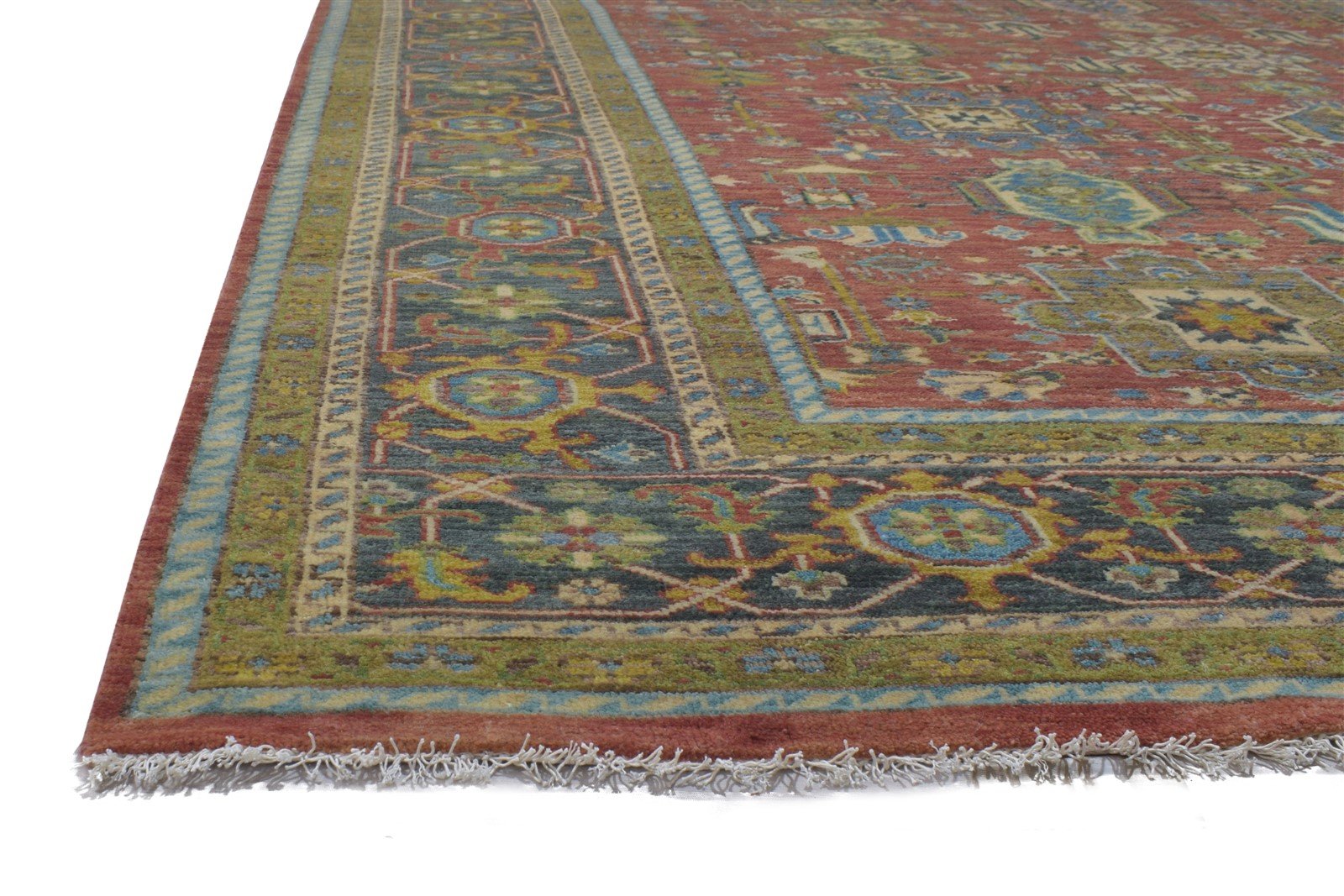 Wool Red Rug 9' X 12' Persian Hand Knotted Mughal Oriental Large Carpet 