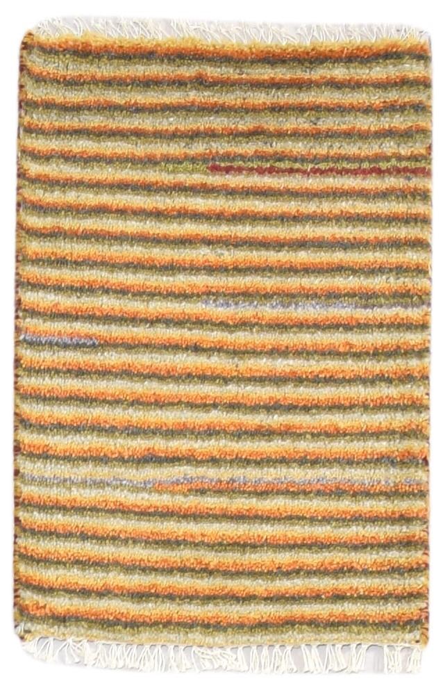 100% Wool Orange Rug 1X2 Modern Hand Knotted Scandinavian Striped Small Carpet 