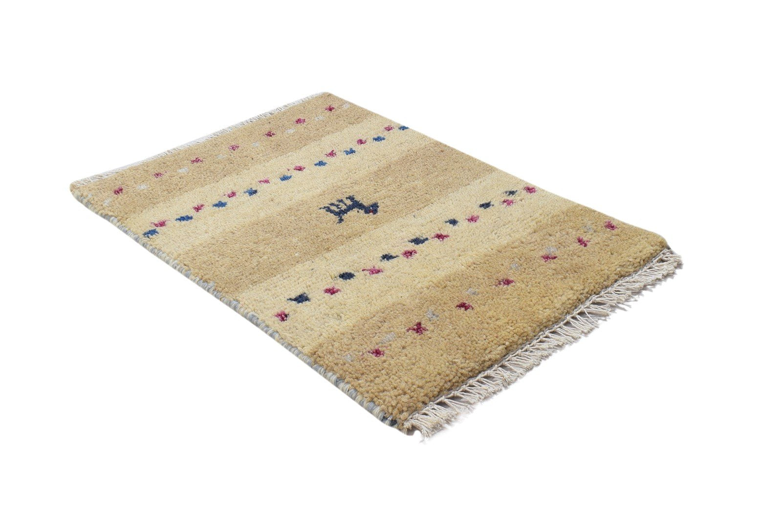 100% Wool Sand Rug 1' X 2' Persian Hand Knotted Gabbeh Southwestern Small Carpet 