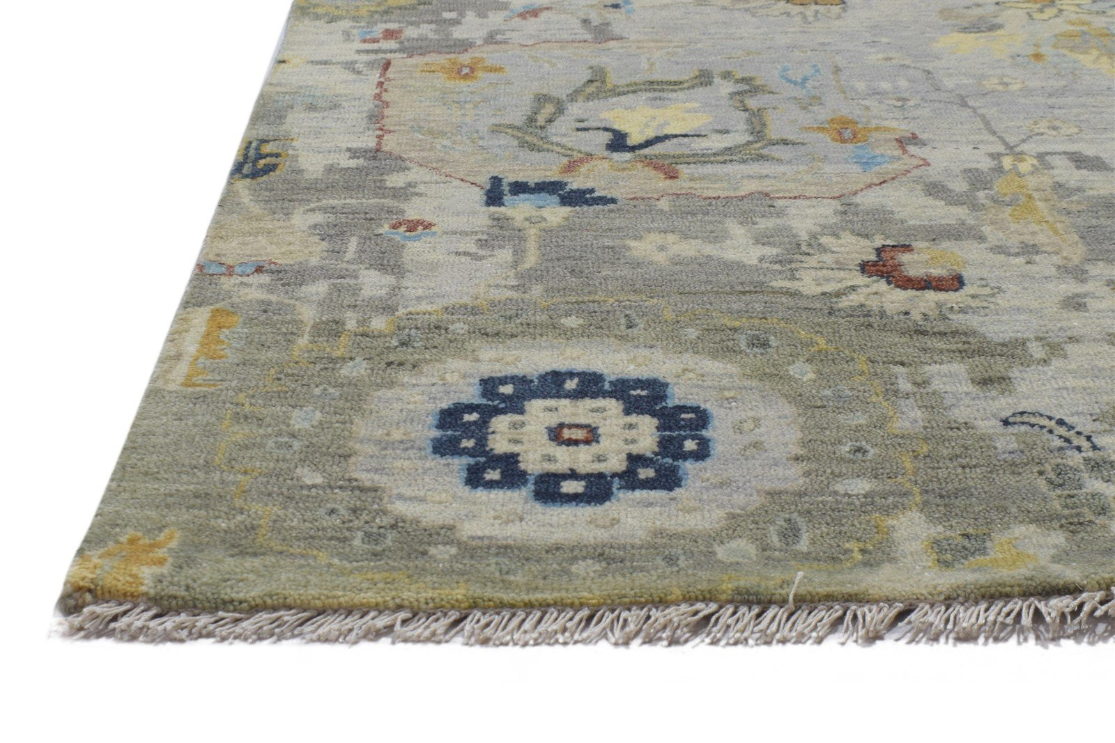 Wool Grey Rug 9' X 12' Persian Hand Knotted Oushak Abstract Large Carpet 