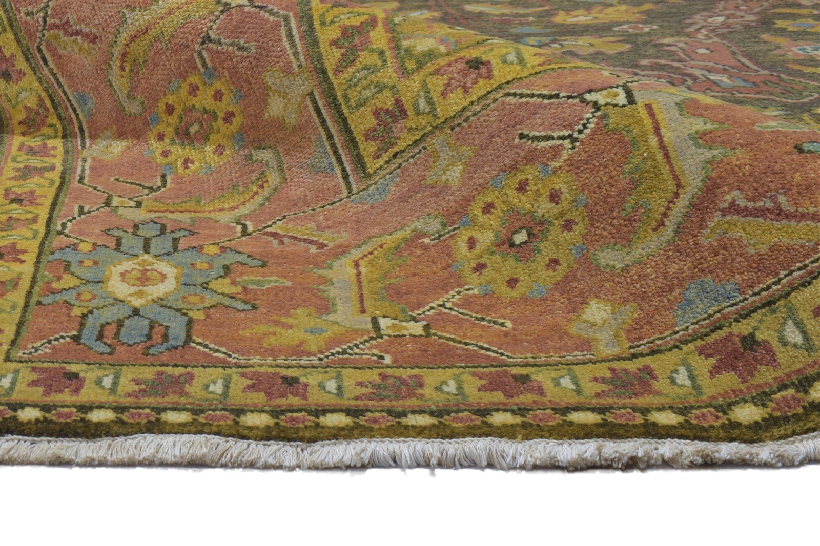 Wool Brown Rug 8' X 12' Persian Hand Knotted Mughal Oriental Large Carpet 