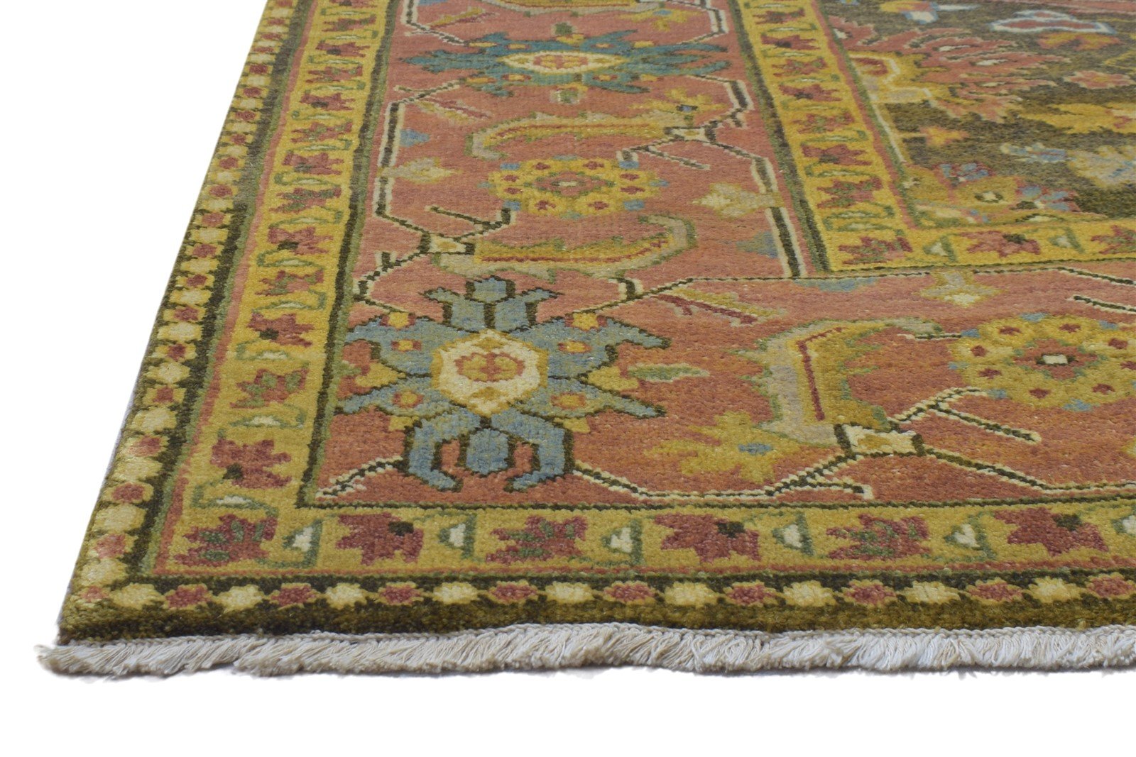 Wool Brown Rug 8' X 12' Persian Hand Knotted Mughal Oriental Large Carpet 