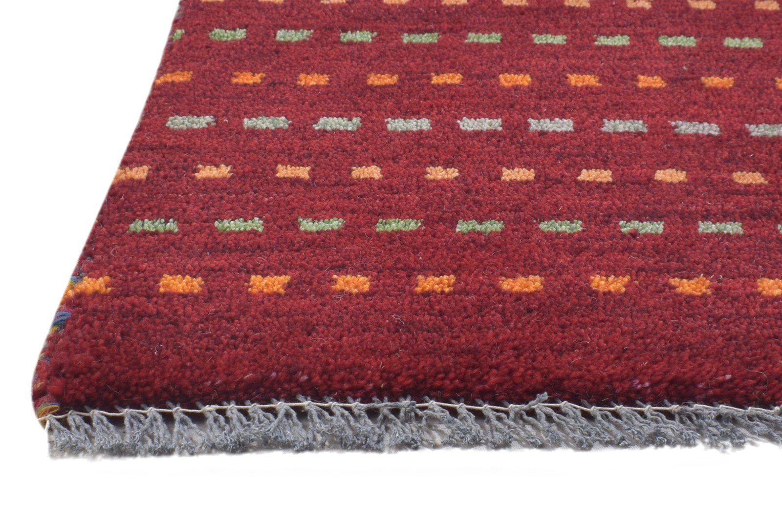 Red Wool Rug 1' X 2' Persian Hand Knotted Gabbeh Southwestern Small Carpet 