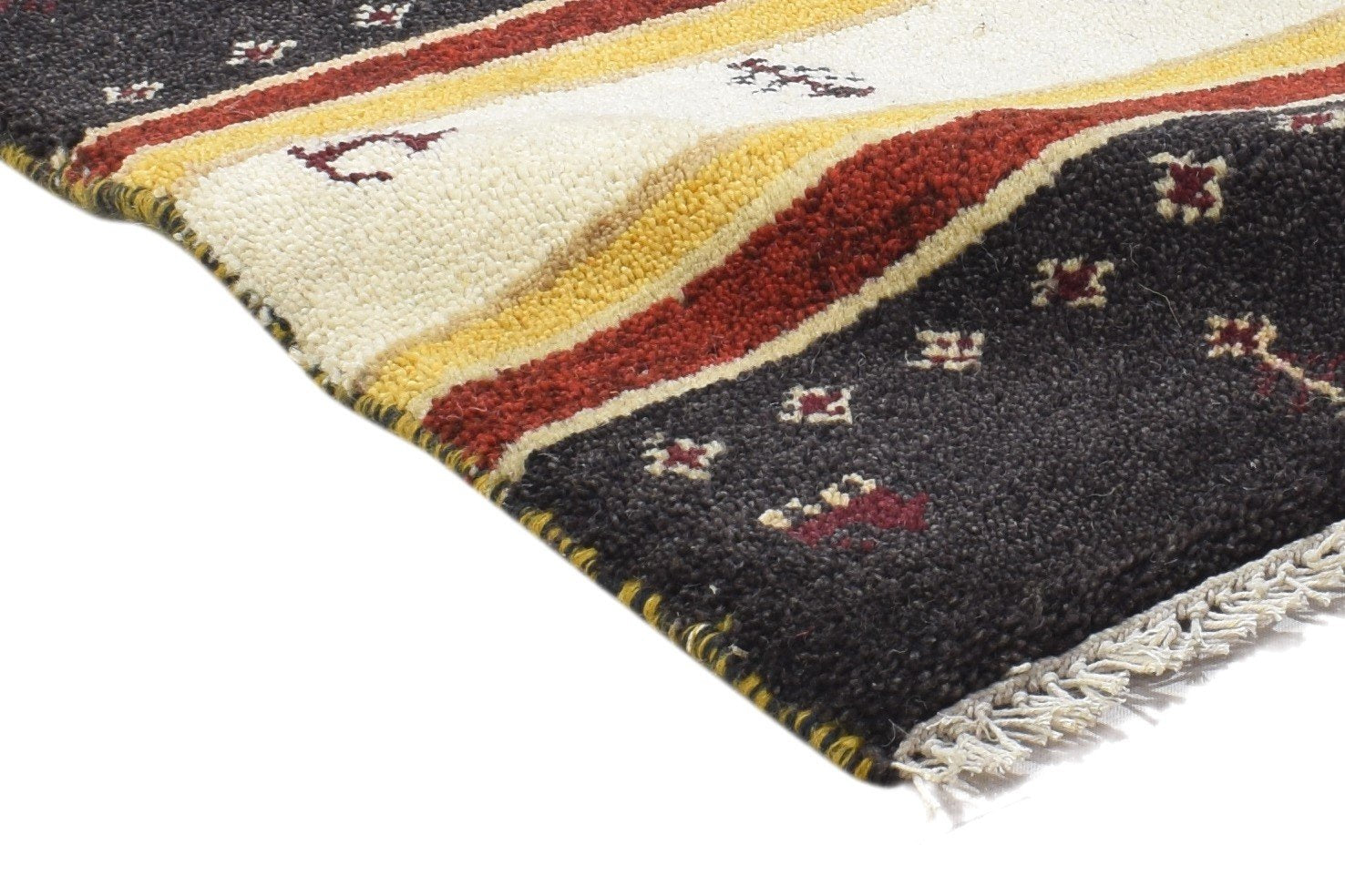 Charcoal Wool Rug 1' X 2' Persian Hand Knotted Gabbeh Southwestern Small Carpet 