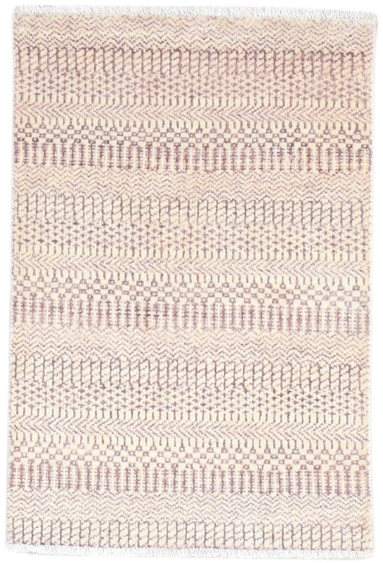 Hand Knotted Pink Wool / Silk Rug 2X3 Modern Scandinavian Grass Trellis Small 