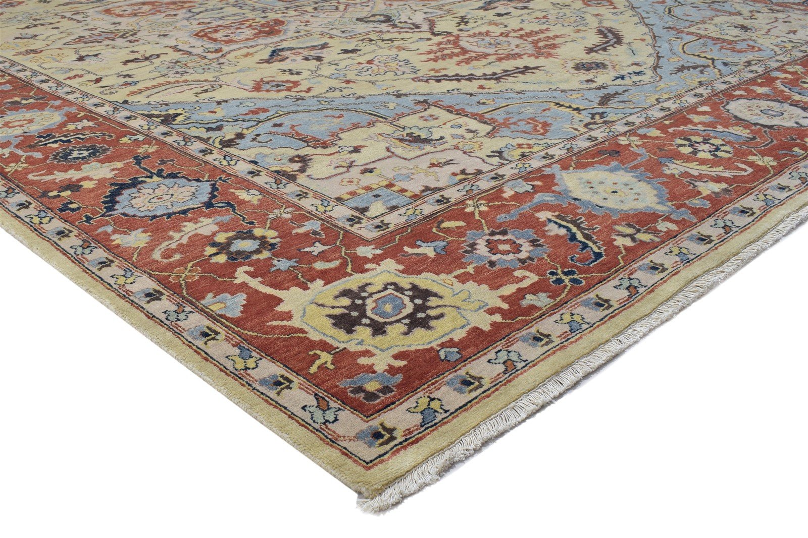 Wool Beige Rug 9' X 12' Persian Hand Knotted Serapi Oriental Large Carpet 