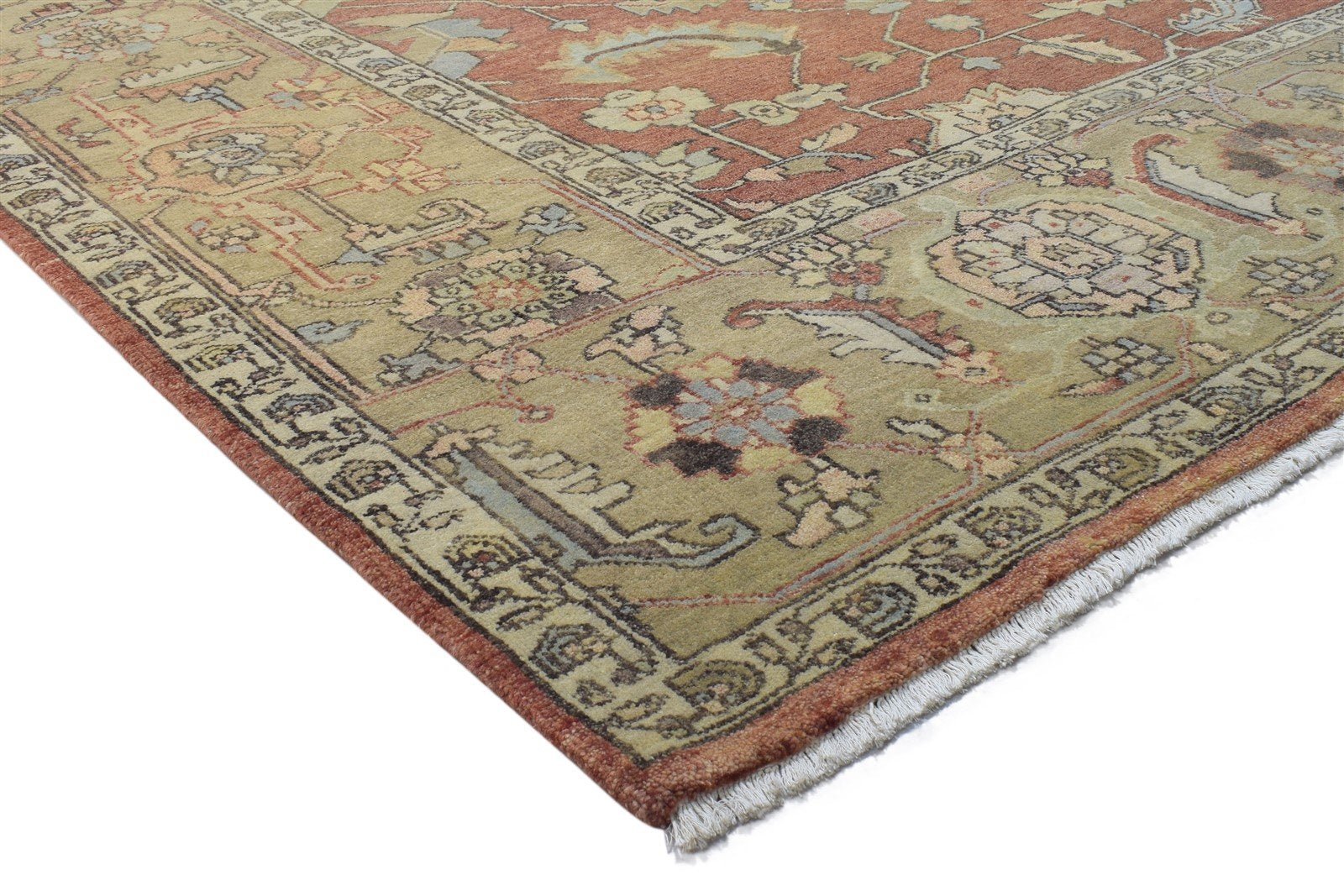 Red Wool Rug 9' X 12' Persian Hand Knotted Mughal Oriental Extra Large Carpet 