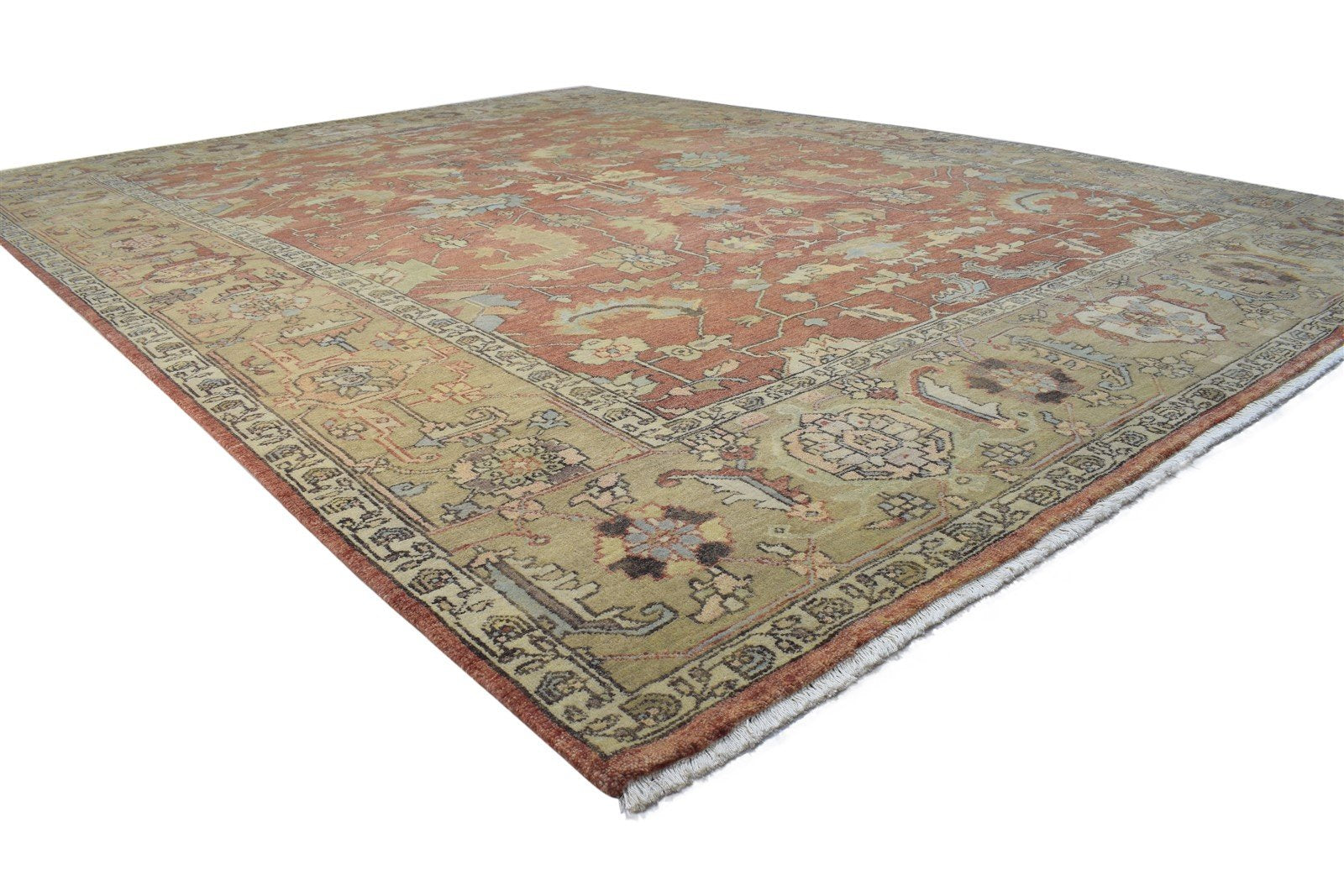 Red Wool Rug 9' X 12' Persian Hand Knotted Mughal Oriental Extra Large Carpet 