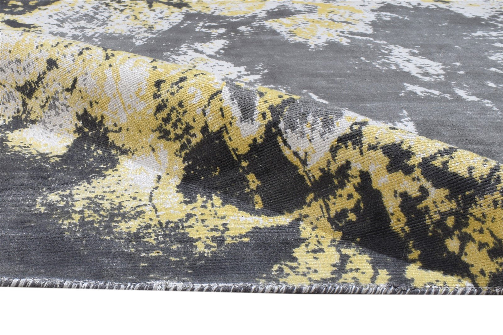 Silk Dark Grey Rug 4' X 6' Modern Handloom Indian Abstract Room Size Carpet 