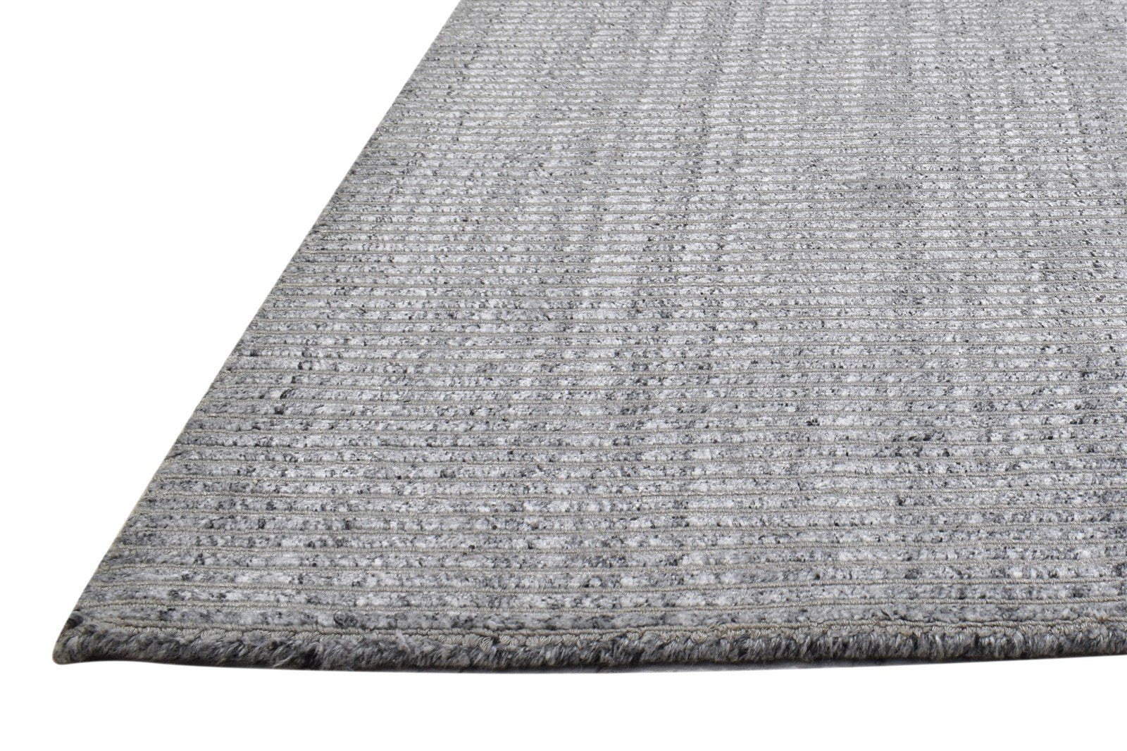 4X6 Rug Wool / Silk Grey Modern Hand Woven Scandinavian Solid Room Size Carpet 