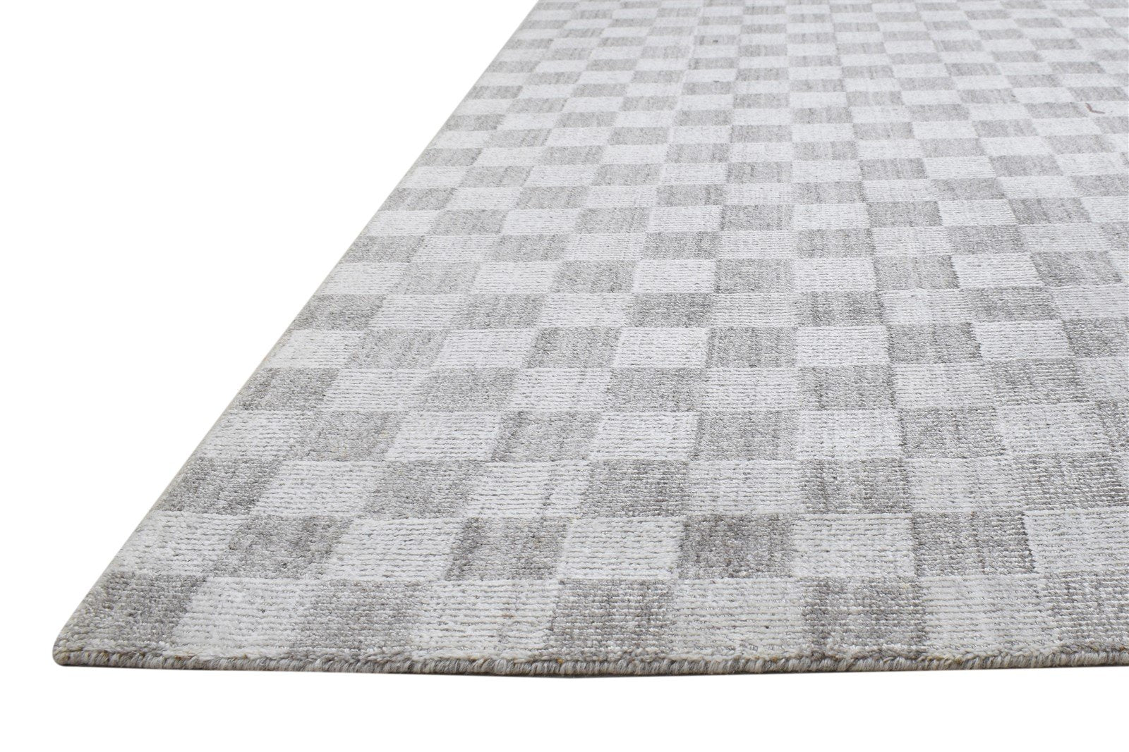 Grey Wool / Silk Rug 5X8 Modern Handloom Scandinavian Geometric Room Size 