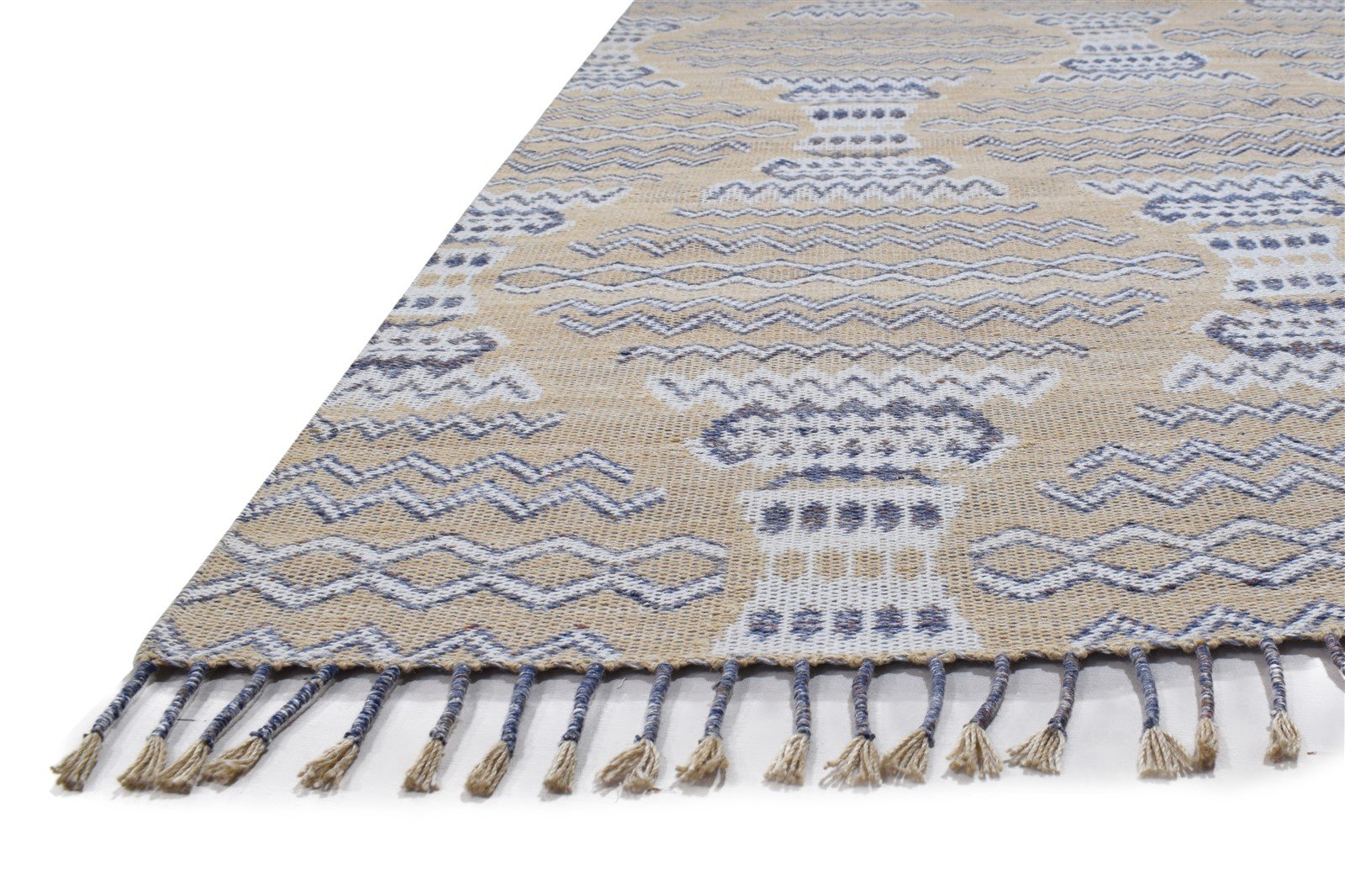 5X7 Rug Pet Yarn Beige Modern Jacquard Loom Moroccan Southwestern Room Size 