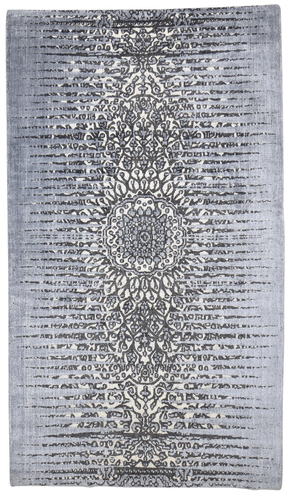 Dark Grey Silk Rug 5' X 8' Persian Jacquard Loom Nain Abstract Room Size Carpet 