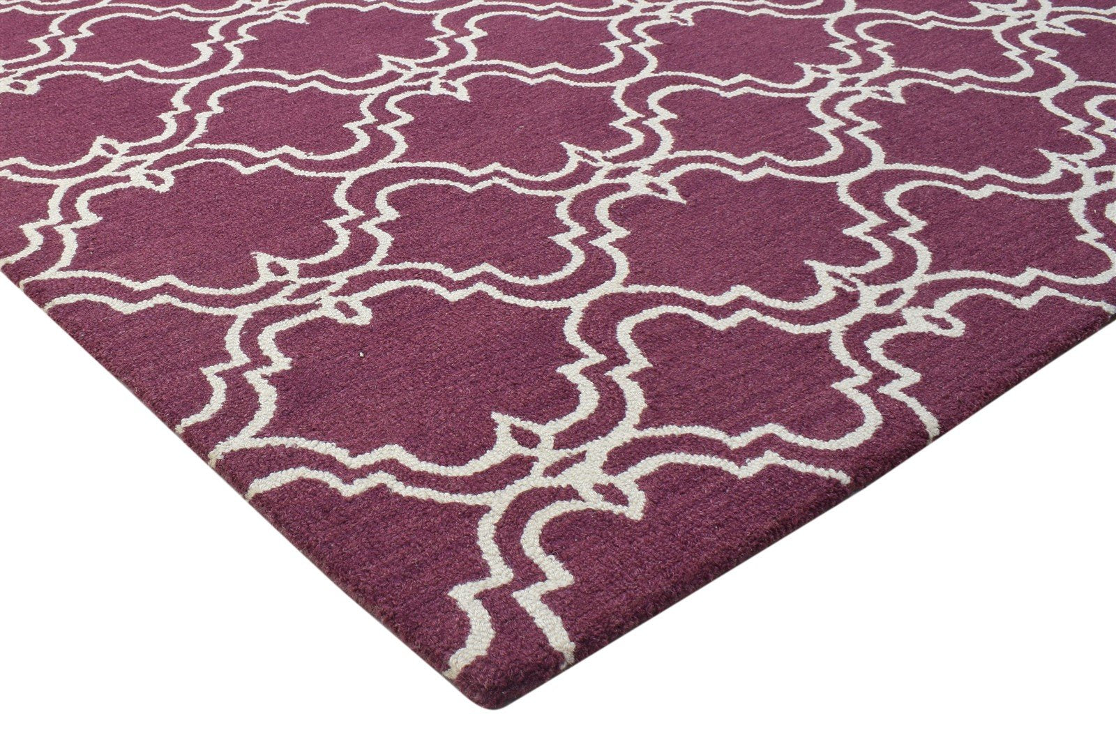 Hand Tufted Purple Wool Rug 5' X 8' Modern Moroccan Trellis Room Size Carpet 