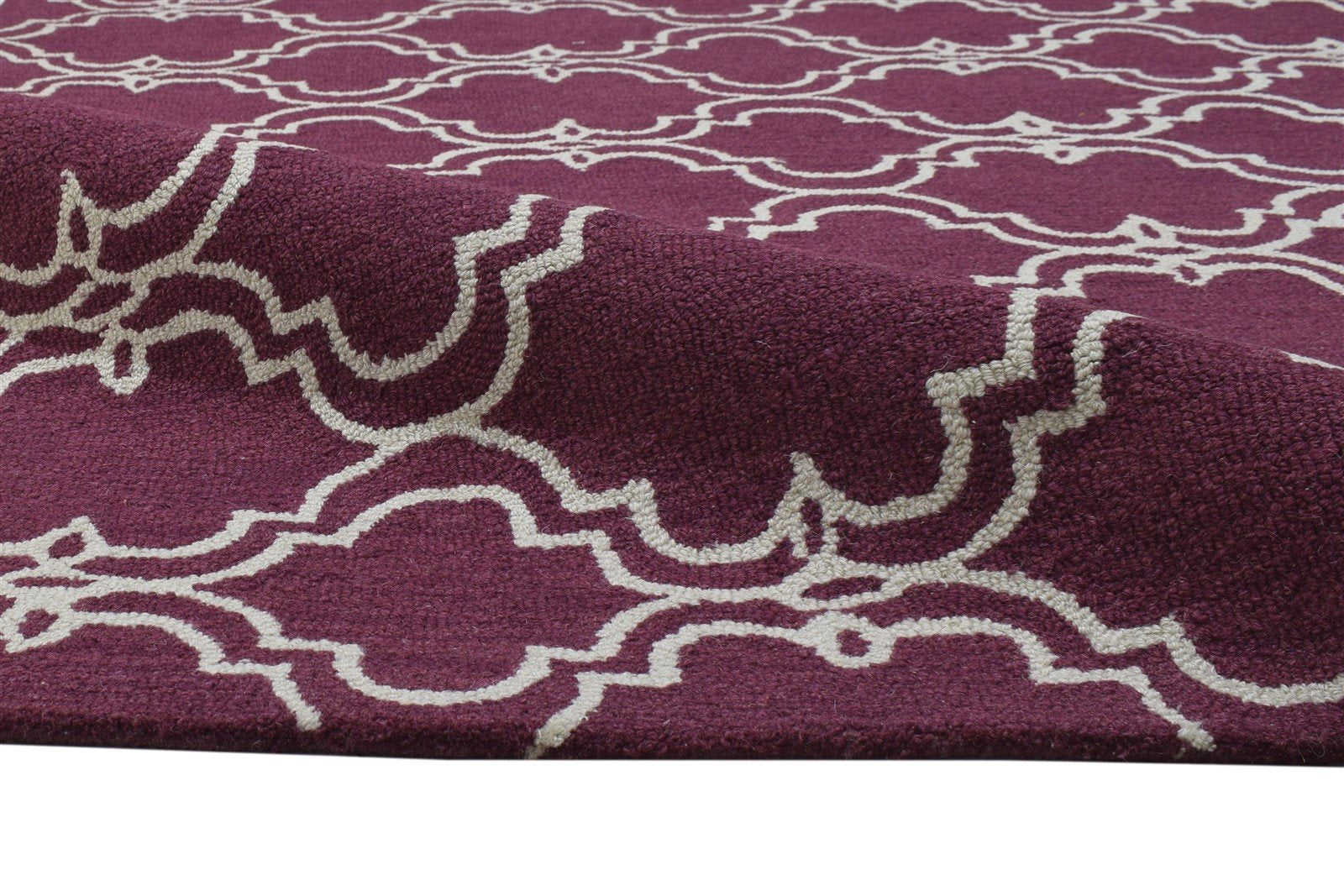 Hand Tufted Purple Wool Rug 5' X 8' Modern Moroccan Trellis Room Size Carpet 