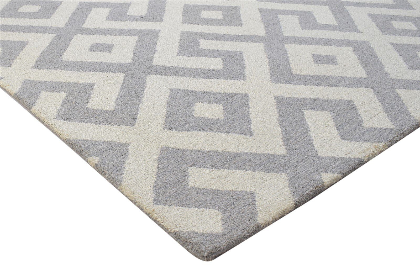 Wool Grey Rug 5' X 8' Modern Hand Tufted Scandinavian Geometric Room Size Carpet 