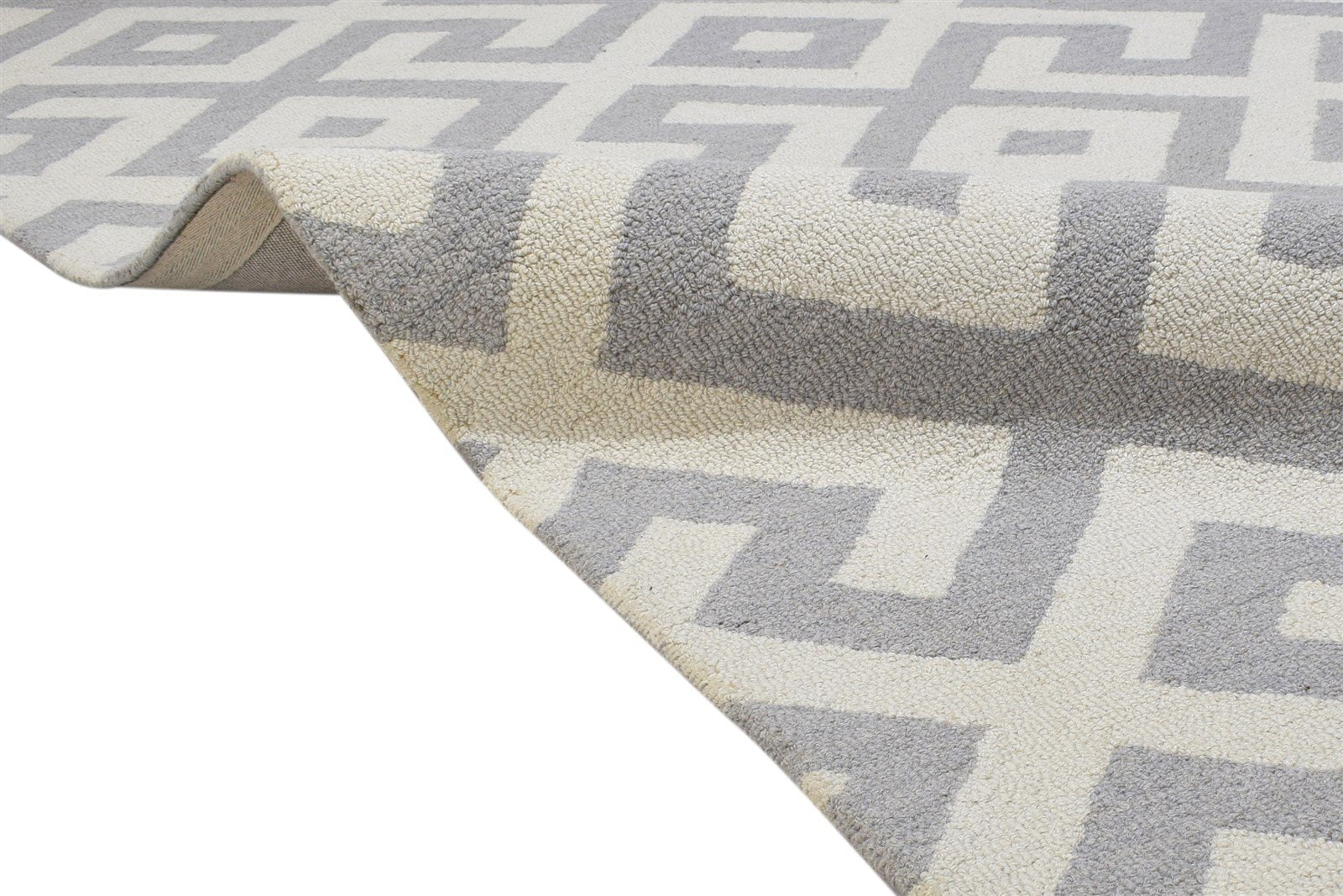 Wool Grey Rug 5' X 8' Modern Hand Tufted Scandinavian Geometric Room Size Carpet 